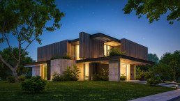 A modern residential house construction project using sustainable materials