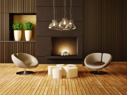 A property development project featuring a Modern Designer Living Room With Natural Materials