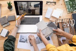 People creating the design for a property development project