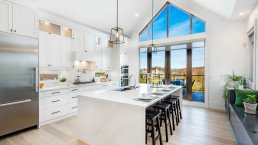 The bright spacious kitchen of a residential property development project
